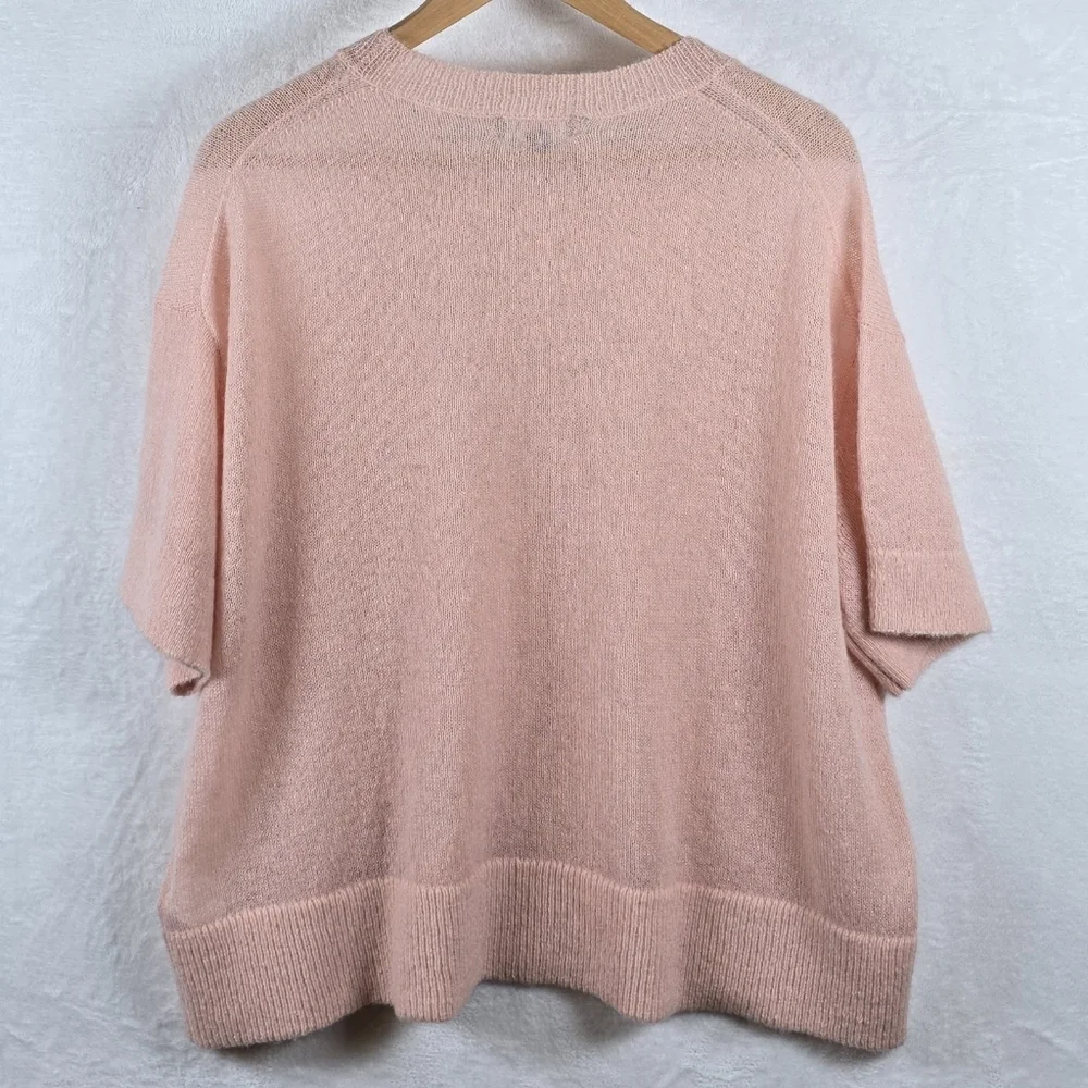 J. Crew Oversized Alpaca Blend Short Sleeve Sweater T-Shirt Peach Pink Sz. XL